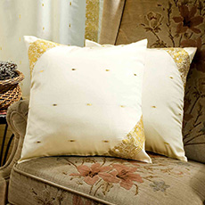 Two gold embroidered pillows