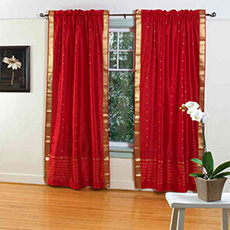 Red curtains with gold trim